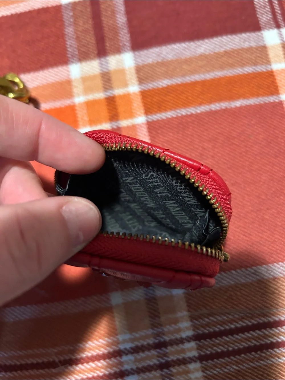 Steve Madden Red Quilted Crossbody Bag with Gold Chain Strap
